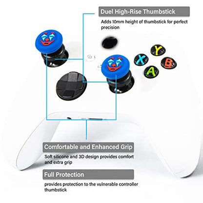 FPS Thumbstick Extender &Texture Rubber Silicone Grip Cover 2 Sets for Xbox Series X/S & Xbox One Controller(Joker Blue) - color: jk blue