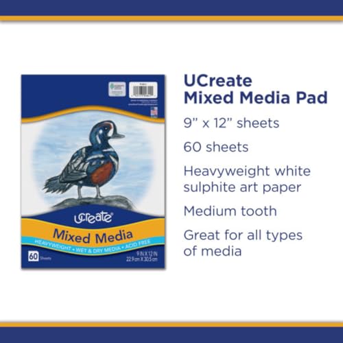 Pacon PAC4841 Art1st Mixed Media Art Paper, 9" x 12", White, 60 Sheets - size: 60 Count (Pack of 1)