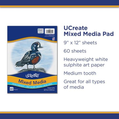 Pacon PAC4841 Art1st Mixed Media Art Paper, 9" x 12", White, 60 Sheets - size: 60 Count (Pack of 1)