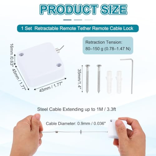 PATIKIL Retractable Remote Control Cable Tether 3.3ft /1M, White 1 Set - color: White, size: 3.3ft /1m