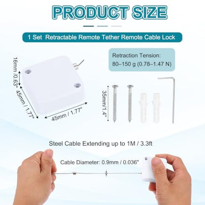 PATIKIL Retractable Remote Control Cable Tether 3.3ft /1M, White 1 Set - color: White, size: 3.3ft /1m