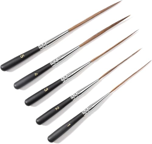 5-Piece Ox Ear Hair Long Liner Brush Set - Black - color: Black