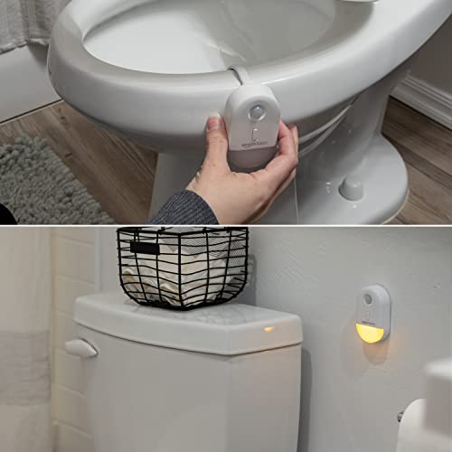 Amazon Basics Color Changing LED Toilet Bowl Motion Sensor Light, Battery Operated, Auto-off After 60 Seconds, 15 ft Detection Range, 2 Pack, White - style: Night Light