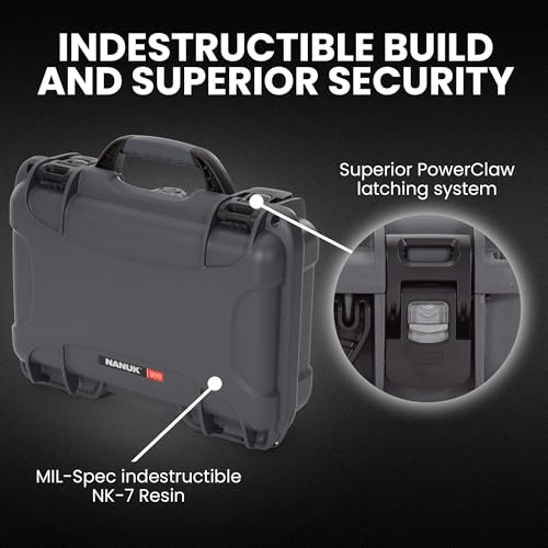 NANUK 909 Travel Hard Case with Customizable Cubed Foam – Waterproof Camera Case, 12.6” x 9” x 4.4”, Lightweight, Lockable, Dustproof, Impact-Resistant & Durable Protective Case – Graphite - color: Graphite