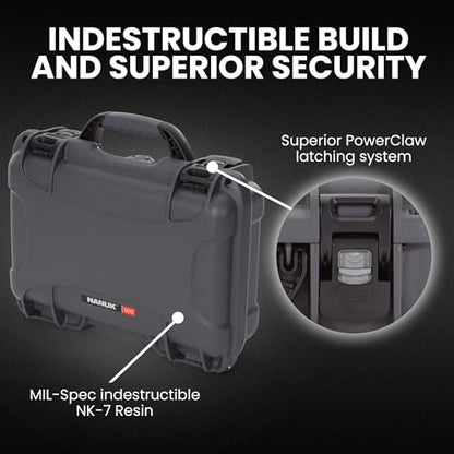 NANUK 909 Travel Hard Case with Customizable Cubed Foam – Waterproof Camera Case, 12.6” x 9” x 4.4”, Lightweight, Lockable, Dustproof, Impact-Resistant & Durable Protective Case – Graphite - color: Graphite