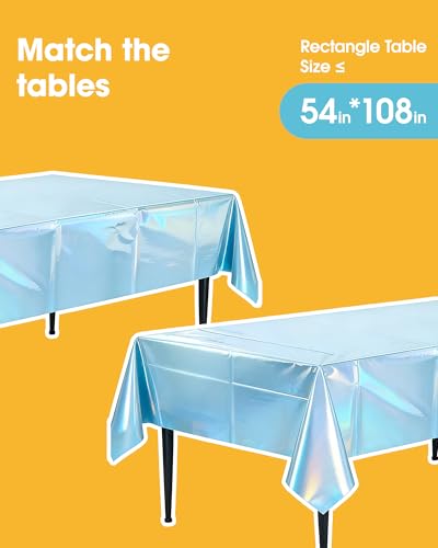 Niuara Iridescent Blue Plastic Table Cloth Disposable, 4 Pack, 54 x 108 in - color: Iridescent Blue, size: 54" x 108" - 4 Packs