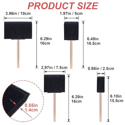 4pcs Foam Paint Brushes for Crafts, 1" 2" 3" 4", Black - color: Black-4pcs-1" 2" 3" 4"