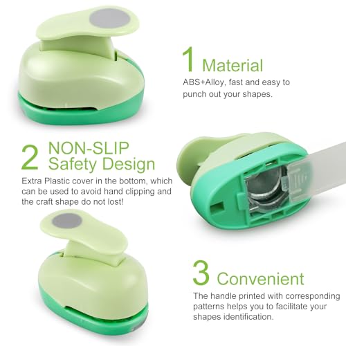 UCEC Circle Cutter, 3 Pcs Circle Puncher, 1 3/8 5/8 Inch Craft Hole Punch - color: circle, size: 3pack Circle + 30 Paper