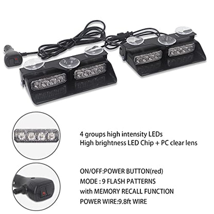 XRIDONSEN 2 in1 Dash Strobe Lights Interior Windshield Lights - color: Red/Blue
