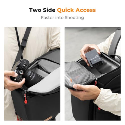 K&F CONCEPT Camera Backpack, 22L Expandable Camera Bag with Rain Cover - color: Black-red
