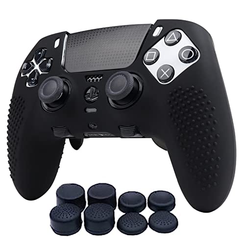 RALAN Silicone Controller Skins with 8 Thumb Gripsr Compatible with PS5 Dualsense Edge Controller Play Station 5 Accessories, Sweat-Proof Anti-Slip Controller Cover Skin Protecto - color: Black