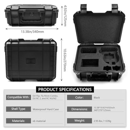 HESOYAM Waterproof Hard Case for DJI Flip and DJI RC 2/RC-N3 (Box Only)