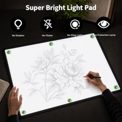 Buspher Rechargeable A2 Light pad,25.2"x18.4"Magnetic Light Box for tracing - size: A2(Rechargeable)