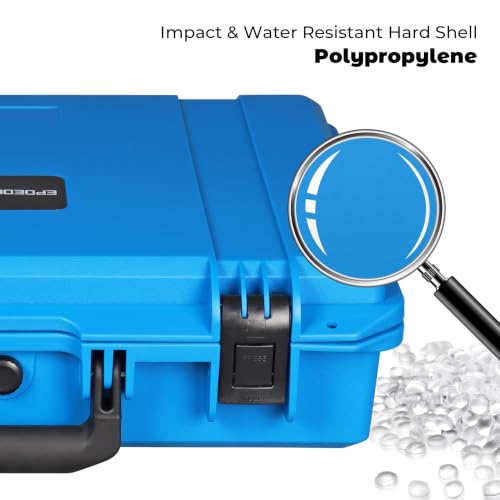 IP67 Waterproof Protective Hard Case with Custom Foam Insert, 18", Blue - color: Blue