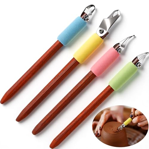 Leriton 4 Pack Pottery Carving Tools 5.9" Clay Sculpting Scrapers