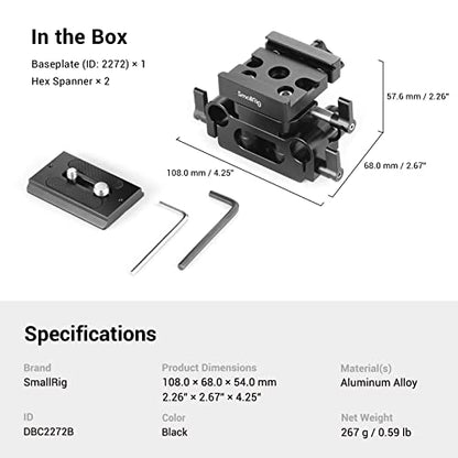 SmallRig Universal 15mm Rail Support System with 15mm Rod Clamp & QR Plate - style: Universal Baseplate