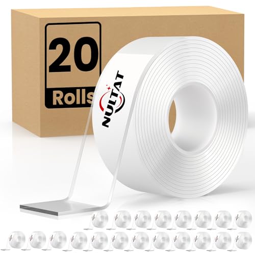 NULTAT 200 Feet Double Sided Tape Heavy Duty, Nano Reusable, Removable, Washable Double Stick Tape for Wall, Clear Multipurpose Two Sided Adhesive Tape 1.18" x 120" (200 Feet) - size: 200 feet