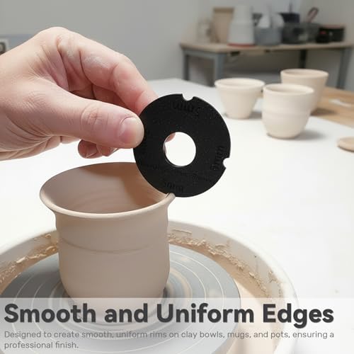 2-Piece Pottery Rim Sizing and Trimming Tool Set - Efficient Portable Round Tool for Smooth Uniform Rims on Clay Bowls, Mugs, and Pots