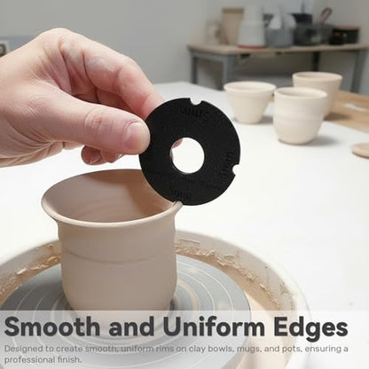 2-Piece Pottery Rim Sizing and Trimming Tool Set - Efficient Portable Round Tool for Smooth Uniform Rims on Clay Bowls, Mugs, and Pots