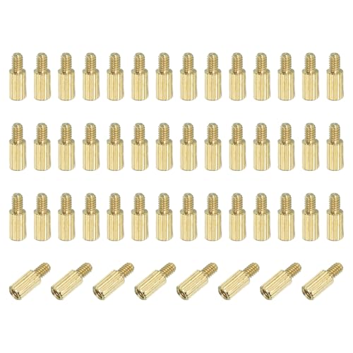 PATIKIL M2 x 5+3 mm Male Female Brass Hex Spacer Standoff, 50 Pcs for FPV Drone Quadcopter PCB Motherboard Steel Screw Nut Set Computer & Circuit Board, Gold - size: M2 x 5+3 mm