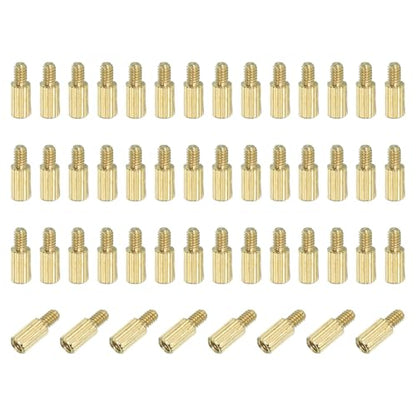 PATIKIL M2 x 5+3 mm Male Female Brass Hex Spacer Standoff, 50 Pcs for FPV Drone Quadcopter PCB Motherboard Steel Screw Nut Set Computer & Circuit Board, Gold - size: M2 x 5+3 mm