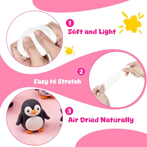 Winnerwhy 144 Pcs Total 76oz Air Dry Clay Soft Non-Toxic, White,Black - color: White,Black