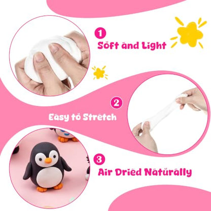 Winnerwhy 144 Pcs Total 76oz Air Dry Clay Soft Non-Toxic, White,Black - color: White,Black
