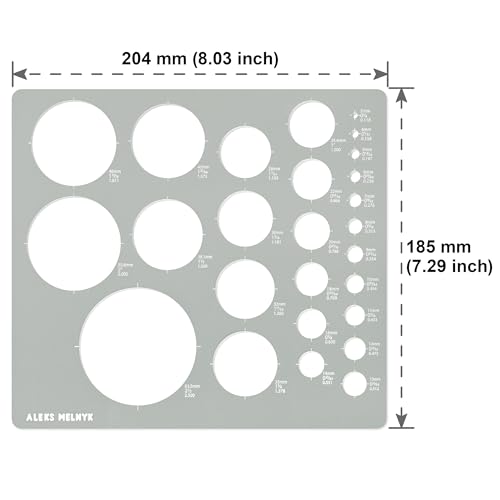Aleks Melnyk No.200 Metal Circle Template Metric, Circle Tracers for Drawing, Ruler, Template for Drafting, Round Stencil, Architect Tool, Stencil Painting