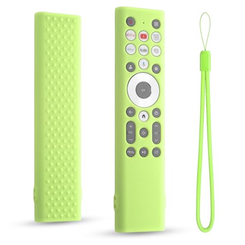 Silicone Cover for Hisense TV Remote Control ERF6A80, Protective Case Compatible with U7 U8 U9 Series Smart 4k Tv Remote, Shockproof with Lanyard(Glow Green) - color: Glow green