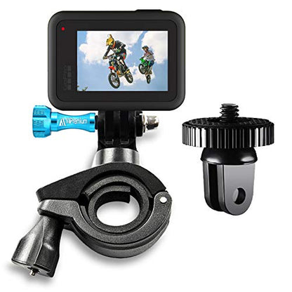 MiPremium Bike Handlebar Pole Mount for GoPro Hero 13 12 11 10 9 8 7 6 5 4 3 2 Black Silver Session, AKASO Campark & Other Action Camera Accessories. & Motorcycle & Bicycle Clamp Mount Adapter