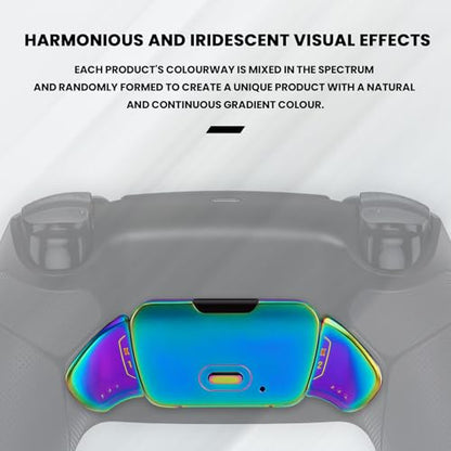 eXtremeRate Rainbow Aura Blue Purple Real Metal Buttons RMB RISE V3 Remap Kit for PS5 Controller BDM-030 040 050, Black Rubberized Grip Back Shell Upgraded Programable Back Buttons for PS5 Controller - color: Black Rainbow