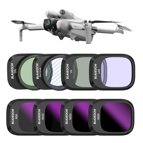 ND CPL Filter Set for DJI Mini 4 Pro, 8 Pack UV, CPL, LPR,BS,ND8, ND16, ND32, ND64 Polarizer Neutral Density Special Effect Drone Lens Filters, Multi Coated HD Optical Glass/Aluminum Frame - color: MINI4-6PC