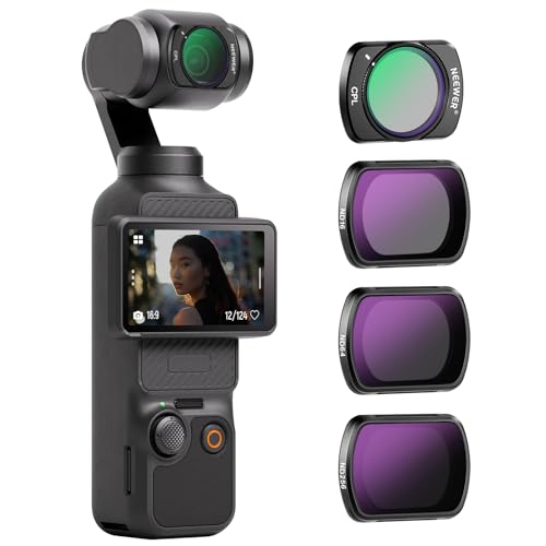 NEEWER HD CPL ND16 ND64 ND256 Filter Kit Compatible with DJI Osmo Pocket 3 / Pocket 4 / Xtra Muse, Magnetic Gimbal Action Camera Neutral Density Polarizing Filter Accessories Kit - style: 4 Pack ND+CPL