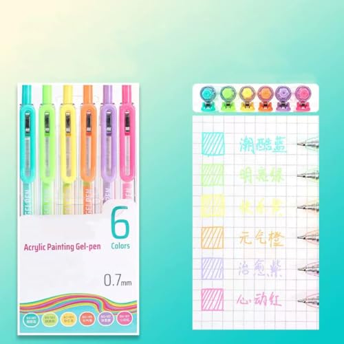 6 Colors 0.7mm Fine Pointed Acrylic Gel Pen Set,Dopamine - color: Beige