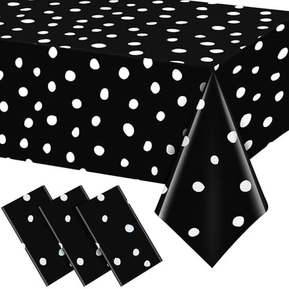 Mindsoft 3 Pcs Black White Polka Dot Plastic Tablecloth Party - color: White, style: White Polka Dot
