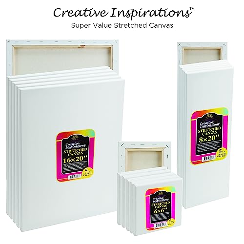 Creative Inspirations Stretched Canvas Packs - Multipack Low Cost Stretched Canvas for Artists, Painting, Professionals, & More! - [50 Pack - 12x16] - size: 12x16