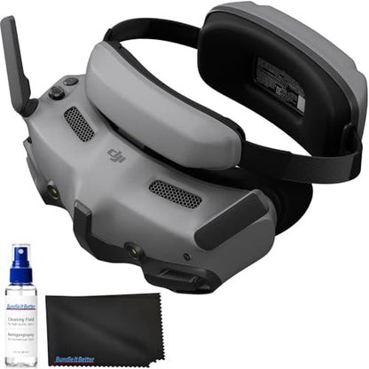 DJI Goggles 3 FPV Goggles with Micro-OLED Screens, O4 HD Video Transmission, Adjustable Diopters, Real View PiP, Wireless Streaming Bundle with Lens Cleaning Kit