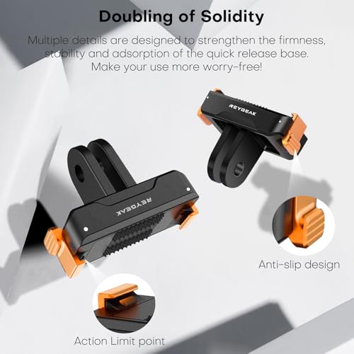 REYGEAK Quick Release Adapter for DJI OSMO 360/Action 5Pro/4/3,Magnetic Clamp Mount with Dual-Claw for DJI OSMO Action Accessories(One Pack)
