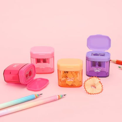 Mr. Pen- Manual Pencil Sharpener, 4 Pack, Colorful, Dual Holes - color: Candy Bloom, size: 4 Pack