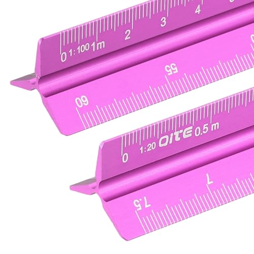 YOKIVE 2Pcs Metric Engineer Scale Ruler, (13 Inch, Rose Red) - color: Rose Red