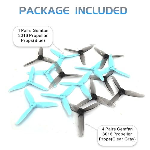 GEMFAN 3016 3-Blade 3inch Propeller Props for FPV Drone(Gray+Blue) - color: Gray+blue