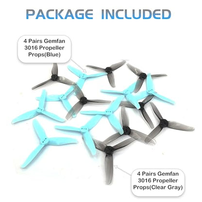 GEMFAN 3016 3-Blade 3inch Propeller Props for FPV Drone(Gray+Blue) - color: Gray+blue