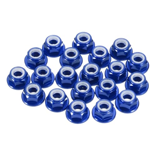 MECCANIXITY 30 Pcs M3 Pitch 0.5mm Aluminum Alloy Lock Nuts Flanged Hex Nuts Nylon Locking Serrated for RC Drone Quadcopter Motor Prop Adapter FPV Parts Fasteners, Dark Blue - color: Dark Blue, size: M3x0.5mm