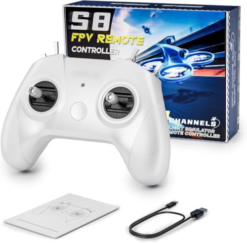 STARDRONE S8 FPV Flight Simulator Controller -Anti-Slip PU Handle, 8 Channel Metal Joystick, Ergonomic Design for DRL/Uncrashed/Liftoff/DCL Beginner Pilots (Mode 2, White) - color: White