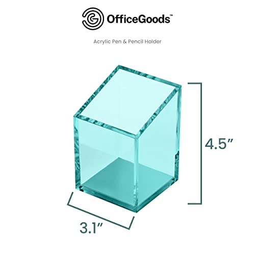 OfficeGoods Acrylic Pen and Pencil Holder, Green - color: Green