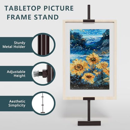 31.5"H Adjustable Tabletop Picture Frame Stand, Tabletop Easel Stand, Brown - color: Brown