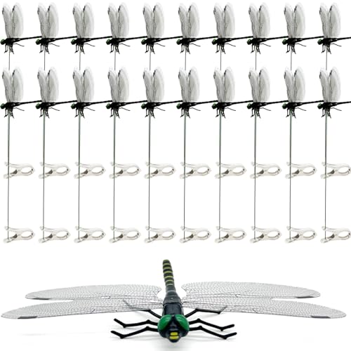 20 Pcs Black Dragon Fly Clips, Visual Predator Deterrent Fake Dragonfly - color: 20 Pcs Black