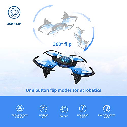 Cyber-Rex Mini RC Drone Kit for Kid Beginners and Adults, 2 Speed Level, 360 Flip, One Push Start, Altitude Control, 2 Modes Quadcopter for Beginners
