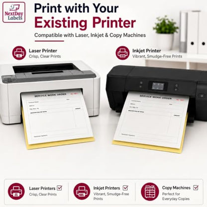 NextDayLabels Carbonless NCR Paper, 2 Part Reverse #5887, 8.5" x 11" - size: 8-1/2" x 11" 2 Part Reverse, #5887