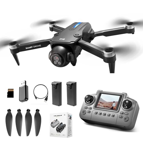 Drone with Dual 2K HD Camera for Adults&Beginner, WiFi FPV Drone,LCD Screen RC,Gesture Selfie&Waypoint Flight,150 Tilt Camera,One-Key Takeoff/Landing,45Min Flight,2 Batteries,Gift for Men